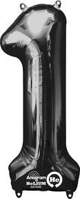 Picture of Anagram 66586 34 in. Number 1 Black Super Shape Foil Balloons