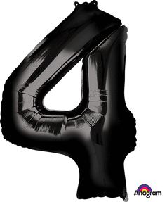 Picture of Anagram 66589 36 in. Number 4 Black Super Shape Foil Balloons