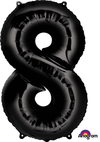 Picture of Anagram 66593 34 in. Number 8 Black Super Shape Foil Balloons