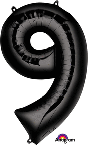 Picture of Anagram 66595 34 in. Number 9 Black Super Shape Foil Balloons
