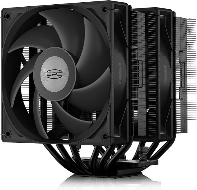 RT620 BK CPS RT Series CPU Air Cooler - Dual Tower Fan 6 Heat Pipe Cooling System with Three Modes, Black