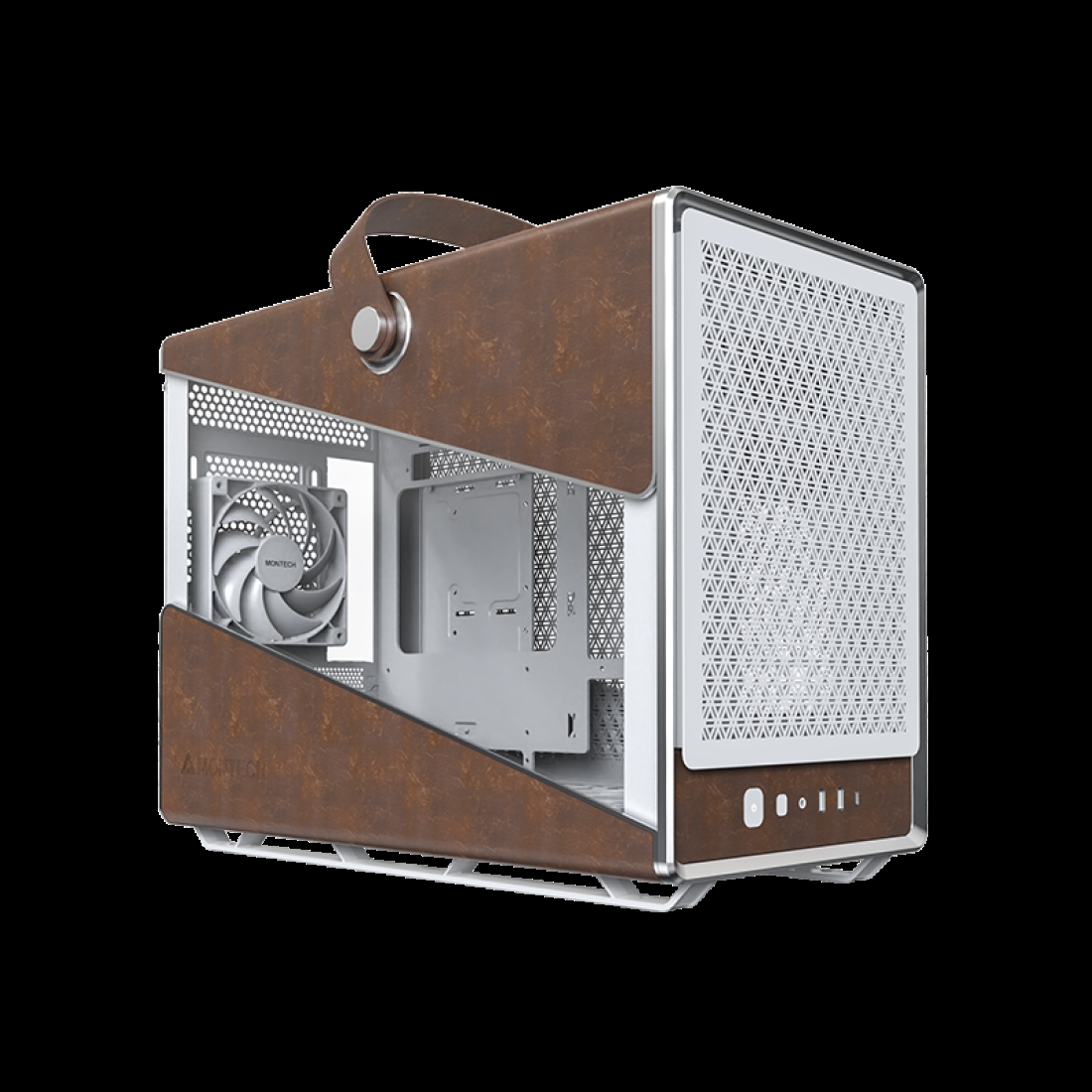 Picture of Montech HERITAGE PRO-W Heritage Pro White Tempered Glass & Leather Micro ATX Case