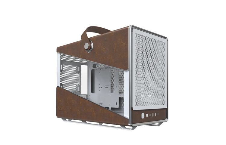 Picture of Montech HERITAGE-W Heritage Steel Leather Tempered Glass Micro ATX-Mini ITX Backplane Computer Case - White