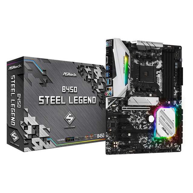 Picture of ASRock B450 STEEL LEGEND Socket AM4&#44; AMD Promontory B450 & DDR4 ATX Motherboard