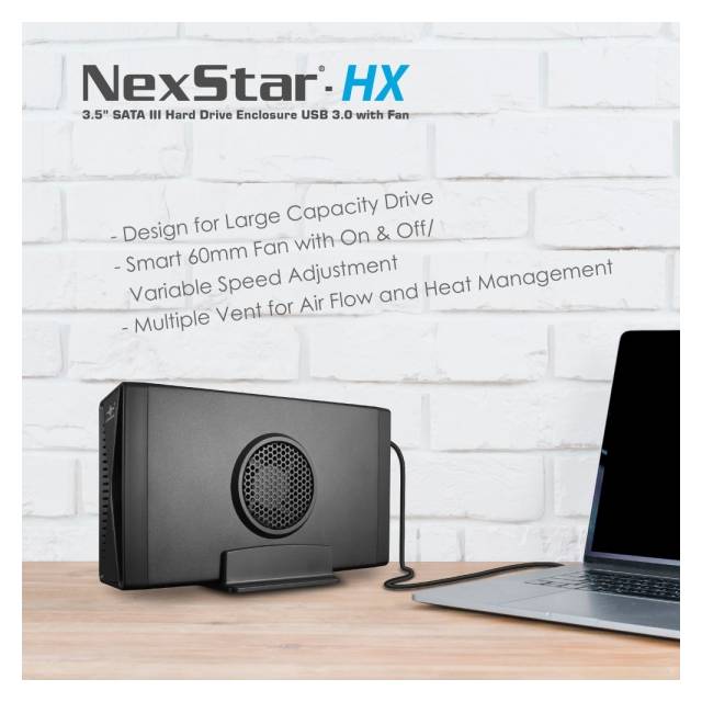 Vantec NST-387S3-BK 3.5 SATA III Hard Drive Enclosure USB 3.0 with Fan