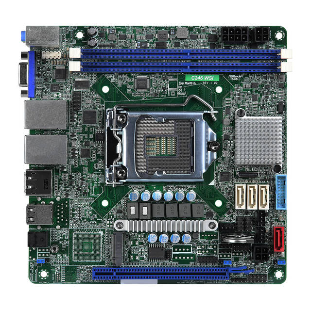 Picture of Asrock Rack C246 WSI Intel C246 DDR4 SATA3 & USB3.0 A & 2GBE Mini-ITX Server Motherboard
