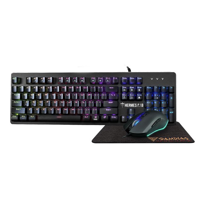 Picture of Gamdias GD-HERMES P1B COMBO Gaming RGB Keyboard with Mouse & Extended Mouse Pad&#44; Multicolor