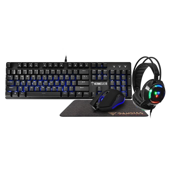Picture of Gamdias GD-HERMES E1B COMBO Gaming Keyboard & Headset with Mouse & Extended Mouse Pad&#44; Multicolor