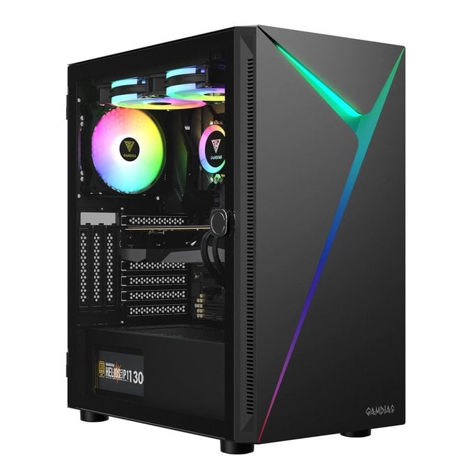 E4 Elite ATX Mid Tower Gaming Computer PC Case with Tempered Glass Swing Door, 1x 120 mm ARGB Fan, Front Panel Sync & Motherboards -  GAMDIAS, GD-ARGUS E4 ELITE