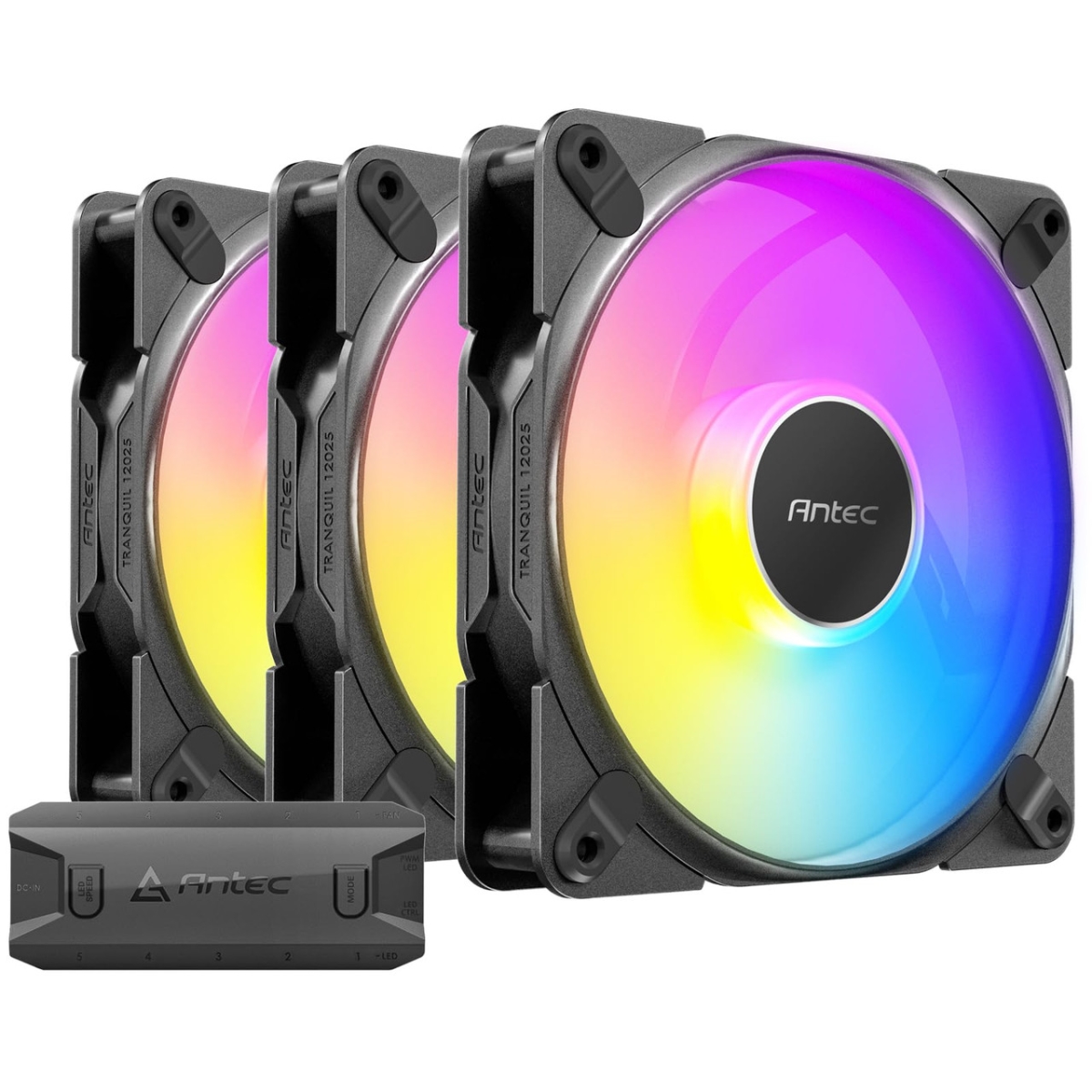 Picture of Antec TQ 12025 ARGB-3PK 2000 RPM 120 x 25 mm Case ARGB Fans&#44; Black - Pack of 3