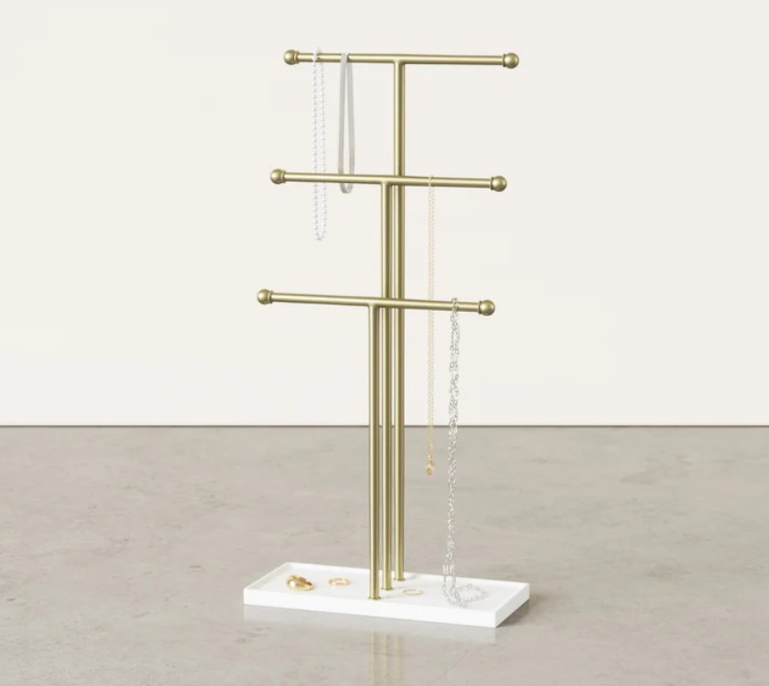 Picture of Umbra 1017310-524 Trigem Jewelry Stand&#44; White & Brass