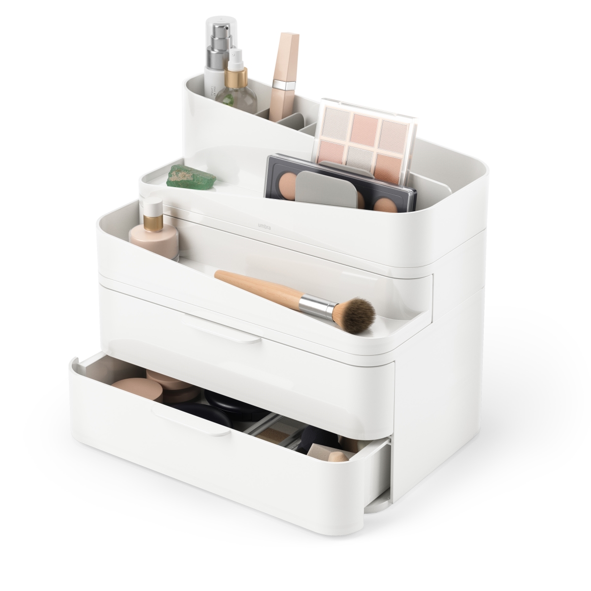 Picture of Umbra 1019198-910 10.50 x 7.25 x 9.75 in. Glam Polyester Bathroom Storage Bin&#44; White & Gray