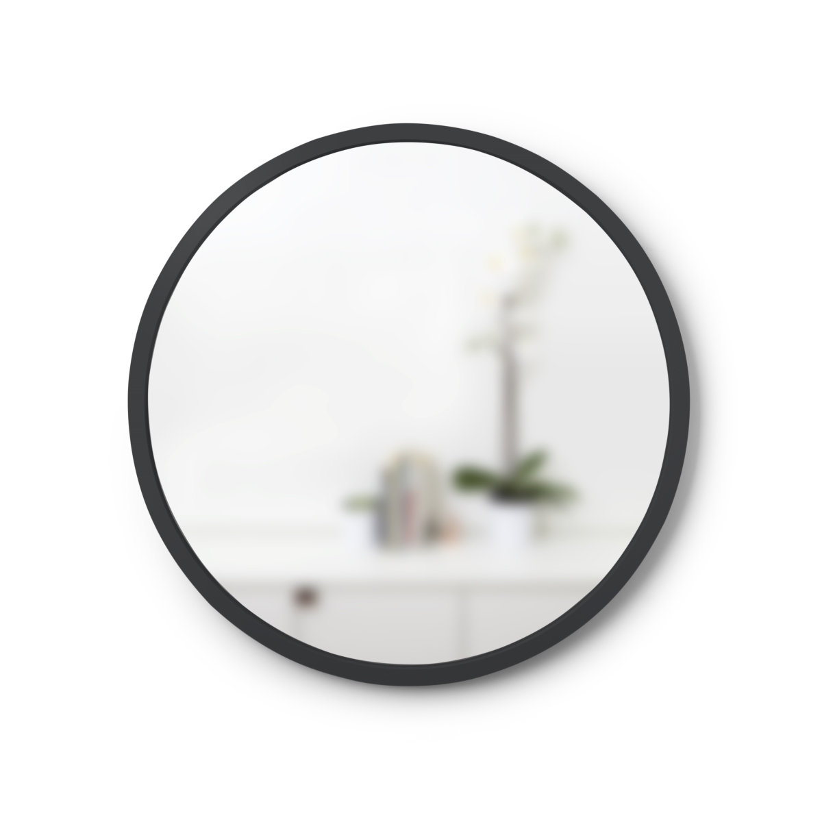 Picture of Umbra 1013756-040 18 in. Hub Round Wall Mirror with Rubber Frame, Black
