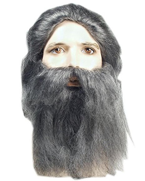 Coal Miner Wig And Beard Set Grey