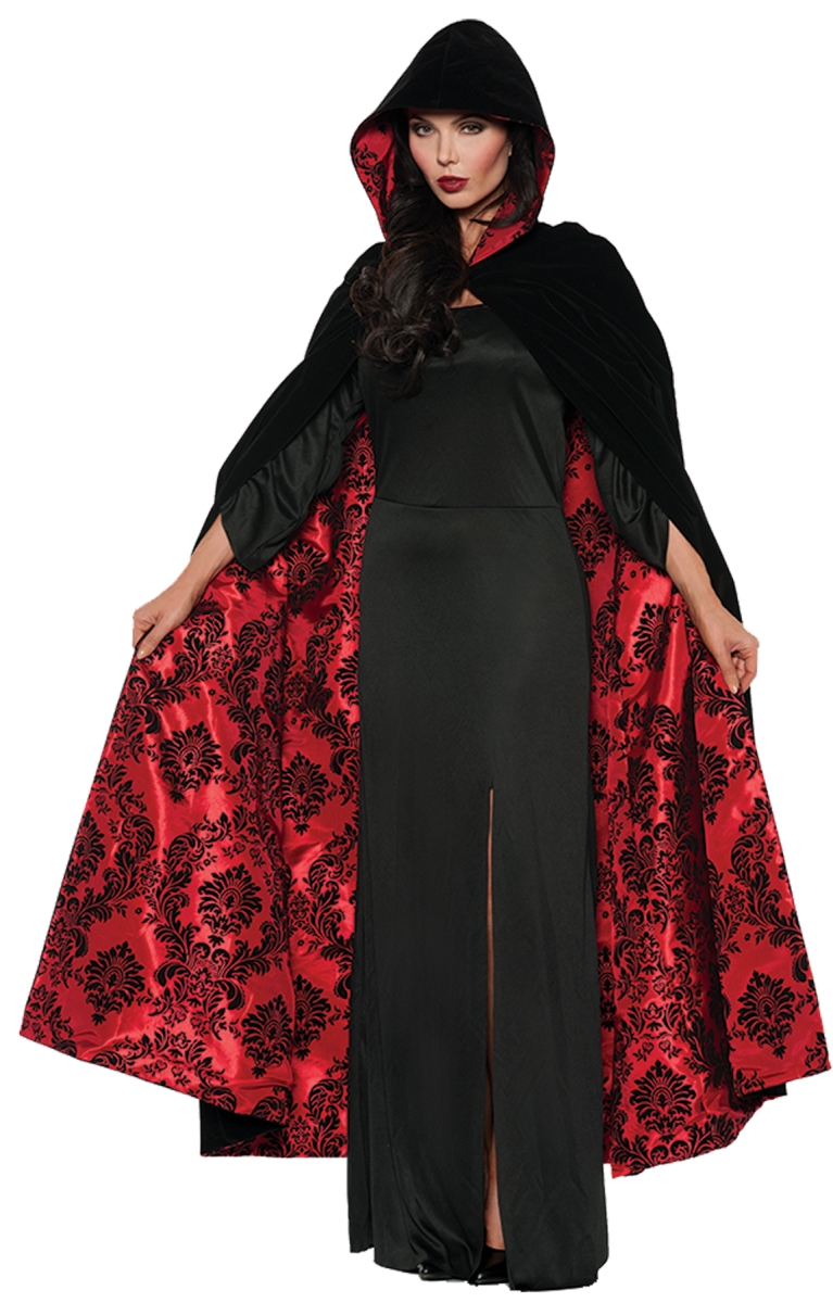 Picture of Underwraps UR28084 Cape Velvet Satin Red & Black Adult Costume
