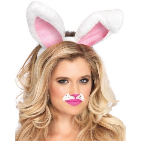 Picture of Morris UAA2811WT White & Pink Plush Bunny Ears Adult Headband&#44; One Size