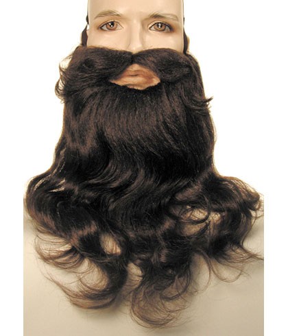 Picture of Lacey Wigs LW222DKBN Beard & Mustache Deluxe Set - Dark Brown