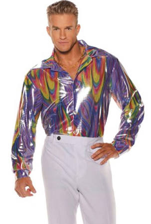 Picture of Under Wraps UR28595 Metallic Rainbow Disco Adult Shirt, Multi Color - Standard Size
