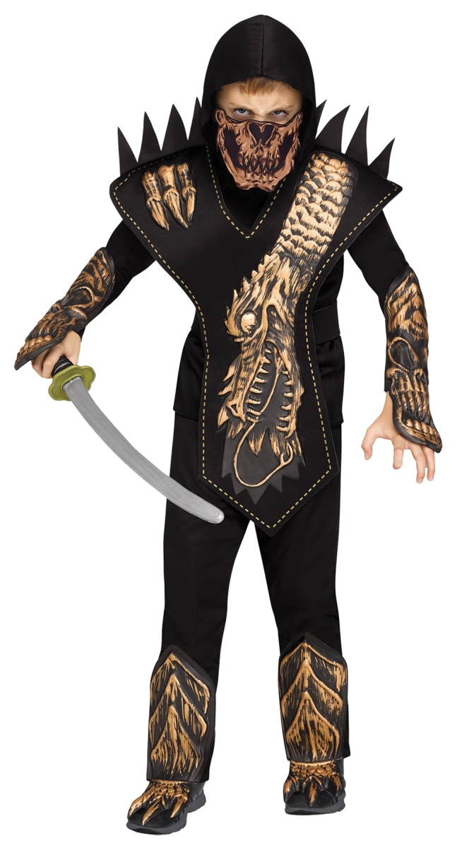 Picture of Morris Costumes FW119062GLG Child Skull Dragon Ninja, Gold - Large
