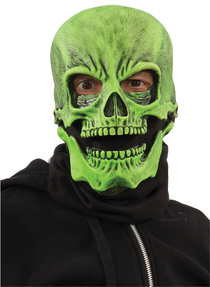 Picture of Morris Costumes 1071NBS UV Green Sock Skull Mask - One Size