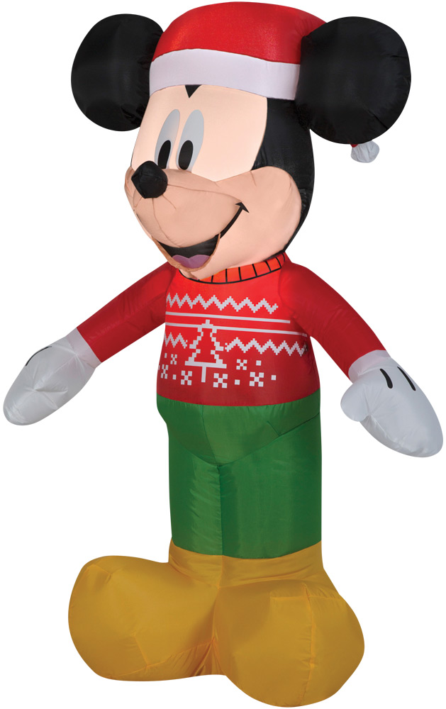 Gemmy Disney LED Clear Mickey Mouse in Christmas Sweater 42.13 in. Inflatable