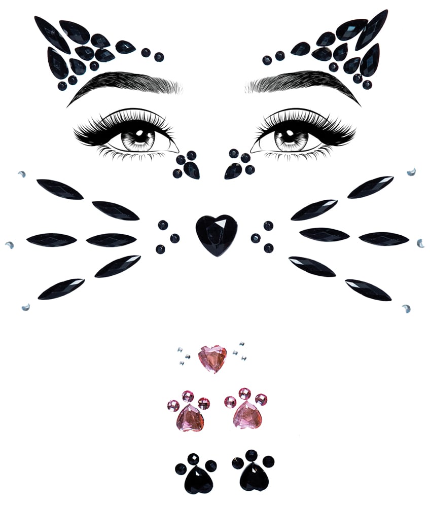 UAEYE031 Animal Adhesive Face Jewels Sticker