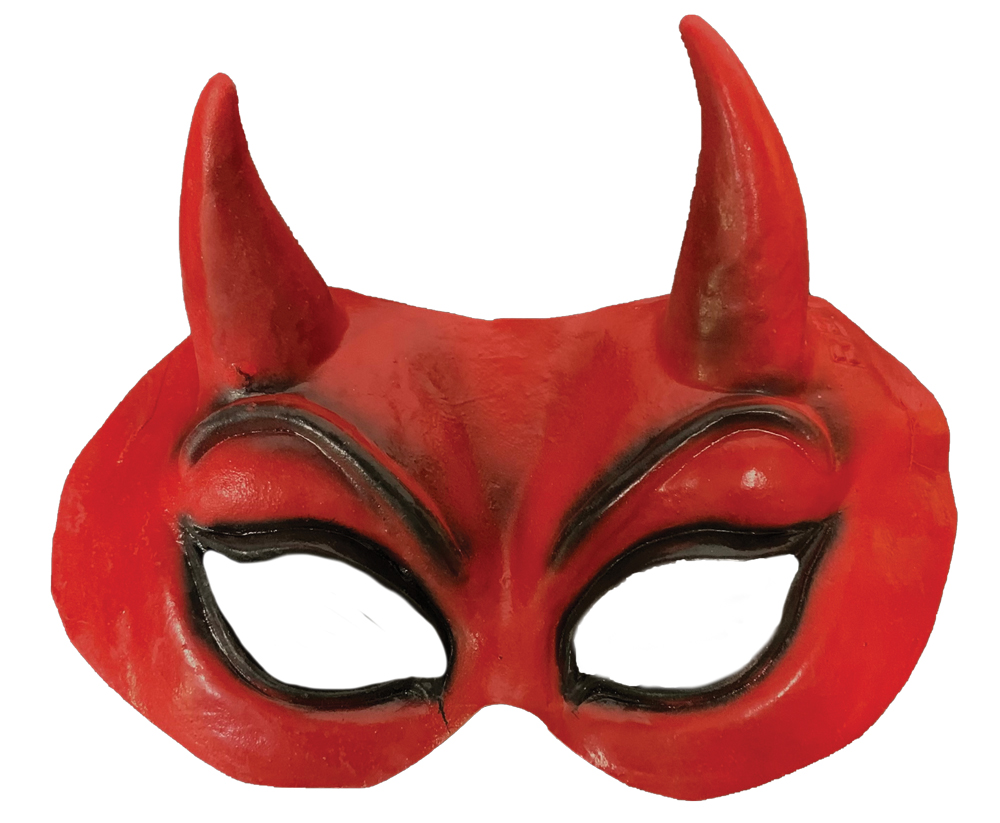 Picture of Ghoulish TB25002RD Devil Black Latex Half Mask&#44; Red
