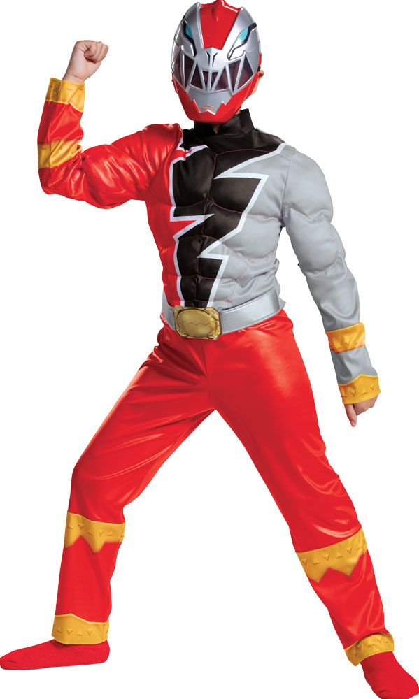 Picture of Disguise DG115869L Boy Red Ranger Dino Fury Muscle Child Costume, Small 4-6