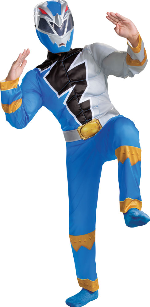 Picture of Disguise DG115879L Boy Blue Ranger Dino Fury Muscle Child Costume, Small 4-6