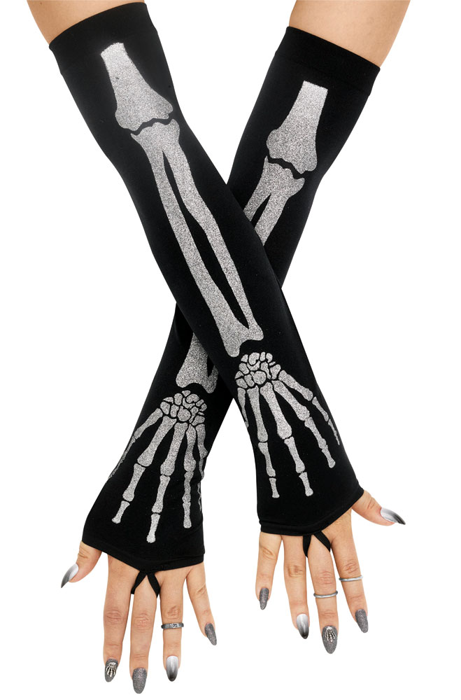 Picture of Fun World FW90945 Glitter Bones Sleevelets Gloves