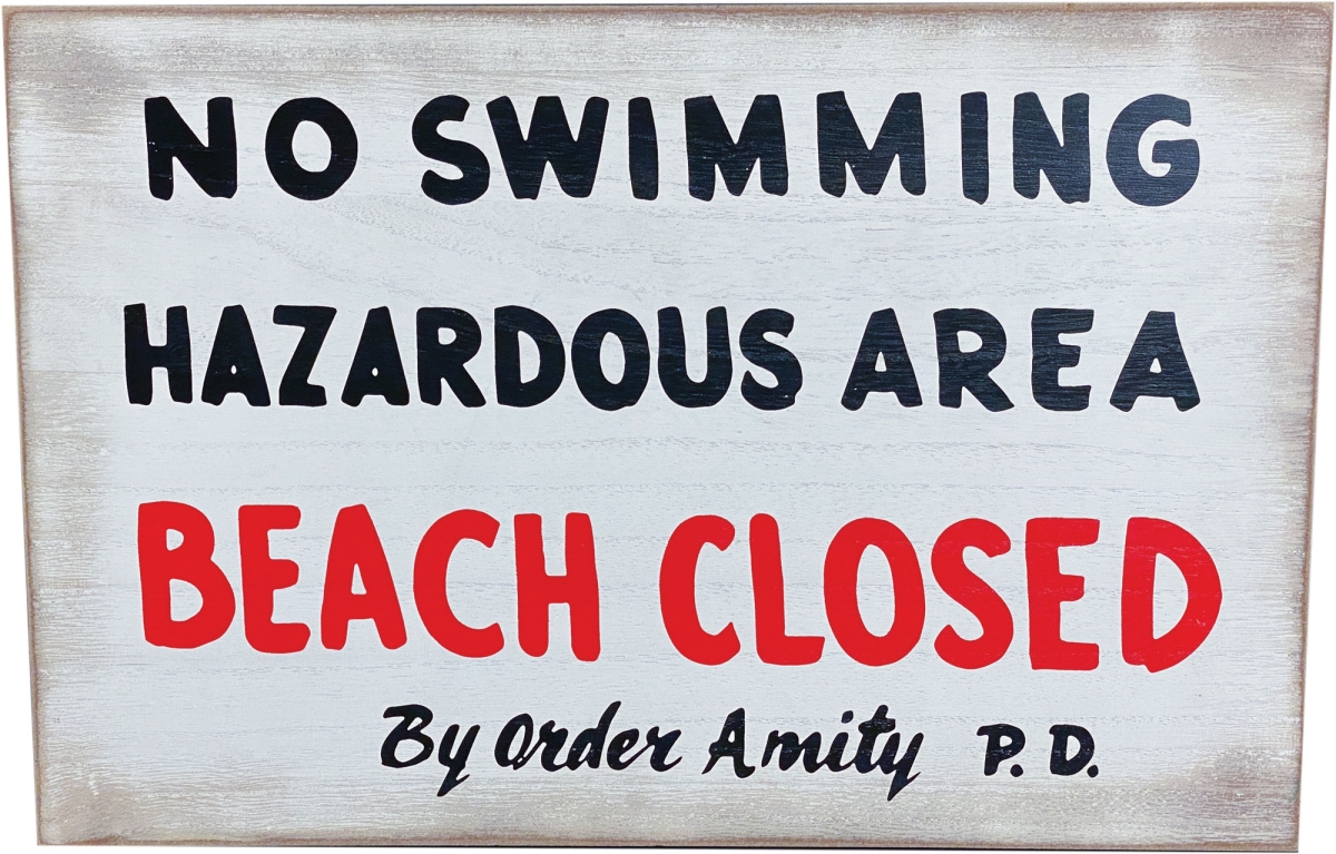 Picture of Trick or Treat Studios MASFUS145 Jaws No Swimming Wood Sign