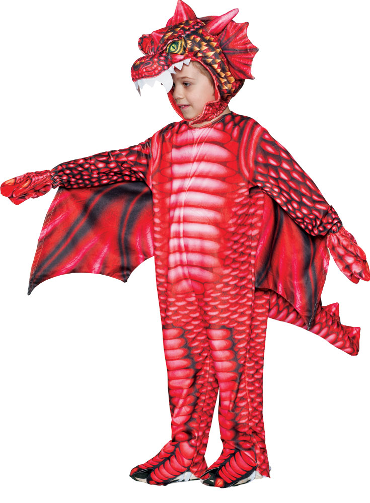 Picture of Underwraps UR20053TXL Dragon Printed Child Costume&#44; Red - Small 4-6