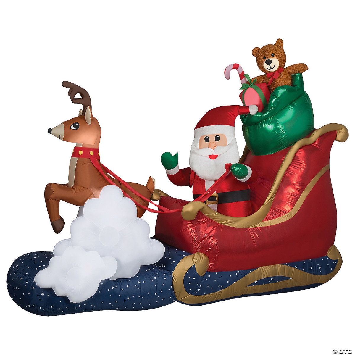 Gemmy SS882503G 84 in. Airblown Animated Luxe Waving Santa with Rocking Reindeer on a Cloud Inflatable Christmas Outdoor Yard Decor -  Gemmy Industries