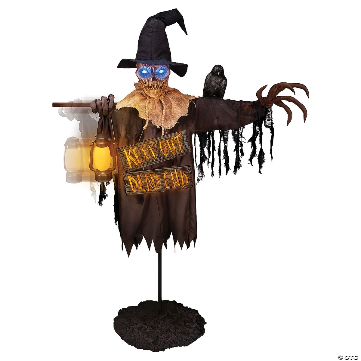 Picture of Costumes for All Occasions TT59187 78 in. Animated Scarecrow with Lantern & Sign Halloween Decor