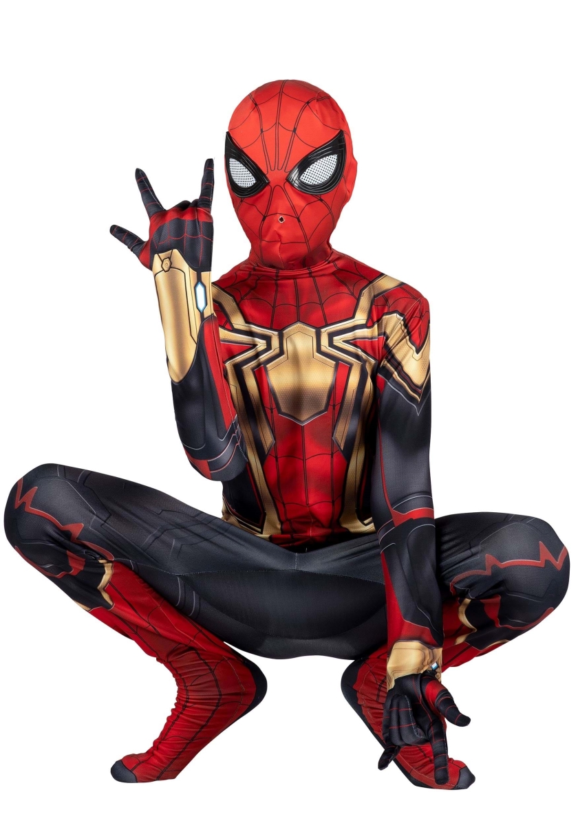 Picture of Fun World JWC3154M Classic Spider-Man Integrated Zentai Costume for Kids - Medium