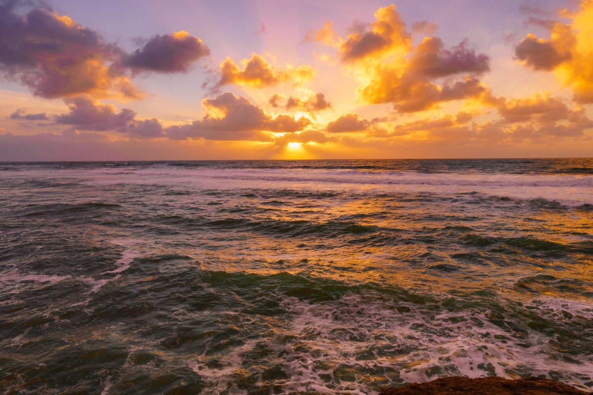 36 x 24 in. Golden Rays & Clouds at Sunset Cliffs, Ocean Beach Fine Print Wall Art