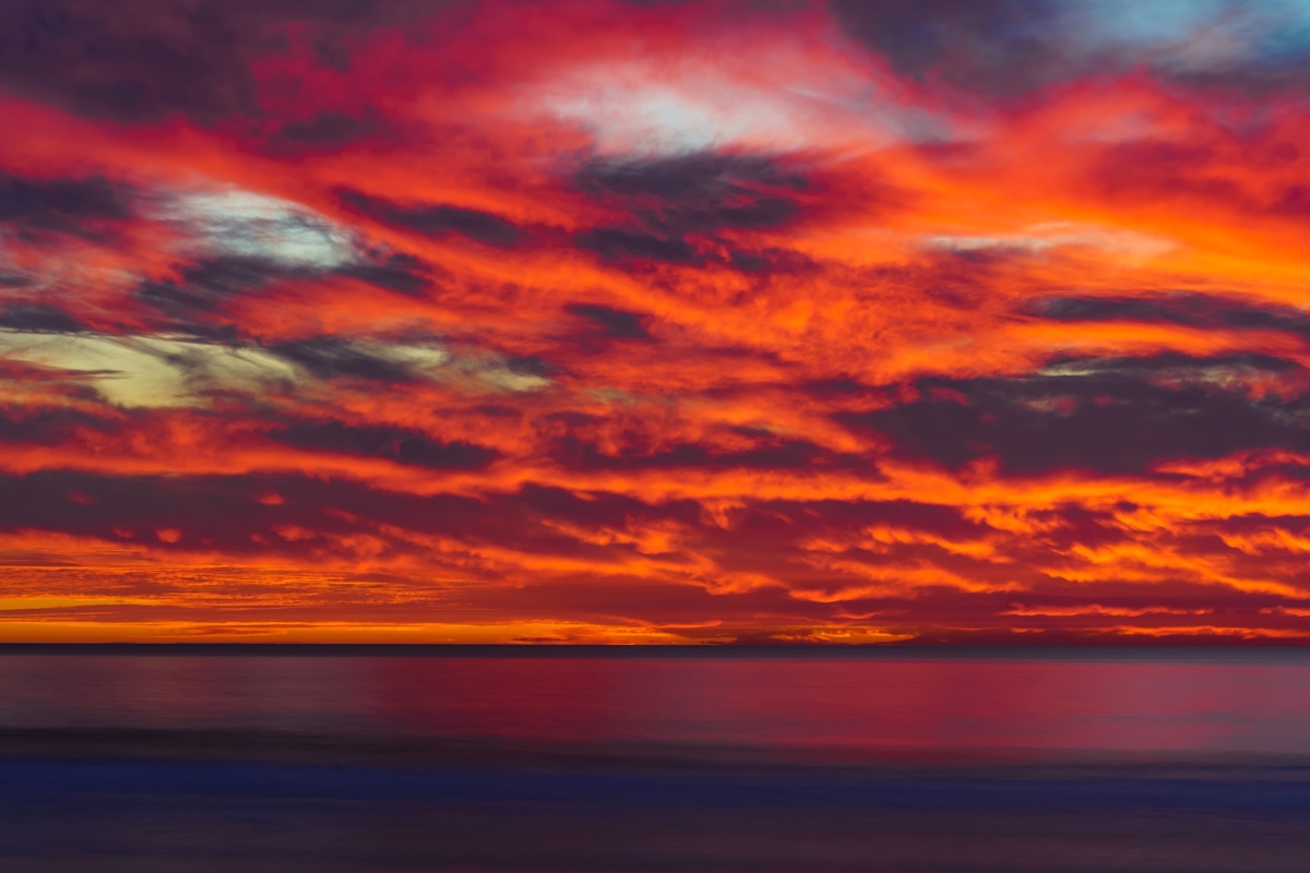 36 x 24 in. Pacific Beach, San Diego Fire Sunset Fine Print Wall Art