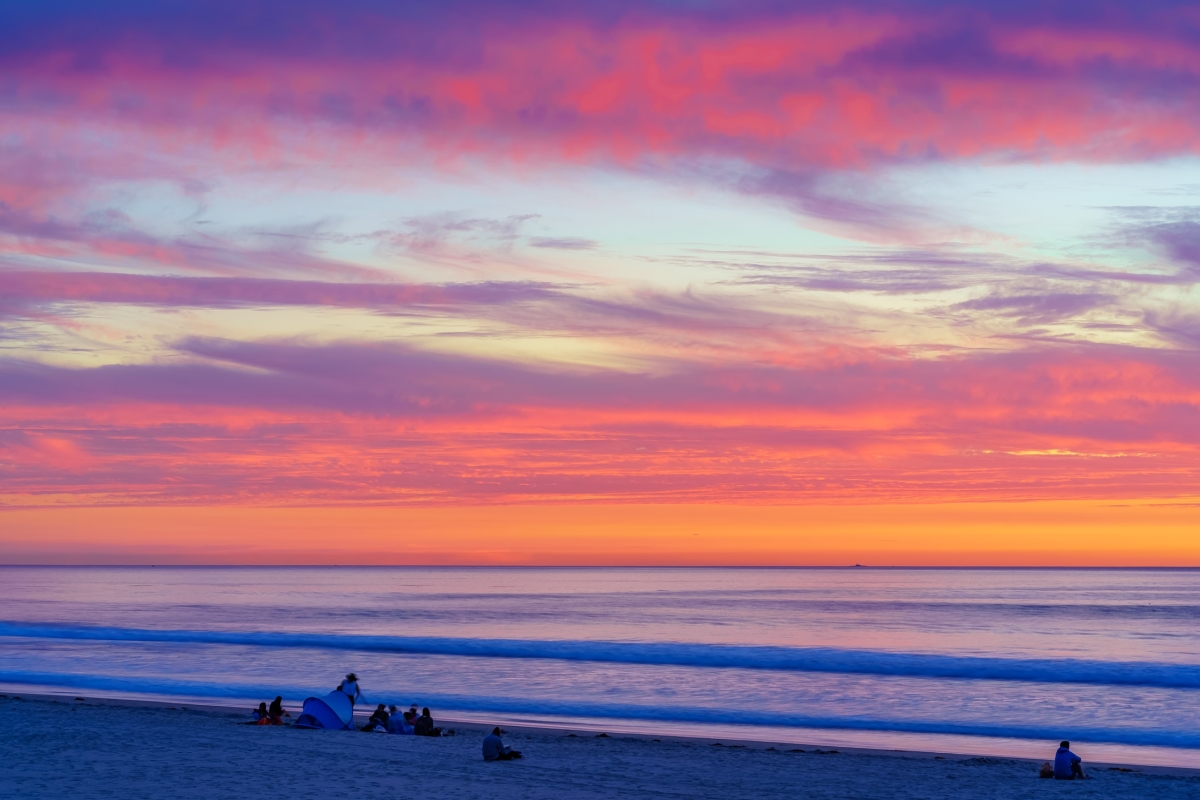 36 x 24 in. Pacific Beach, San Diego Fire Sunset Fine Print Wall Art