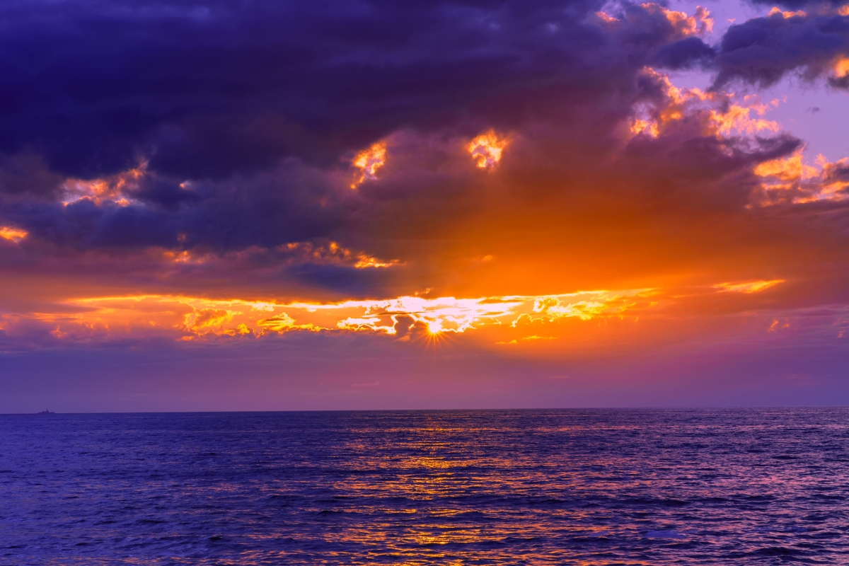 36 x 24 in. Sunset Cliffs, Ocean Beach Purple Sunset Fine Print Wall Art
