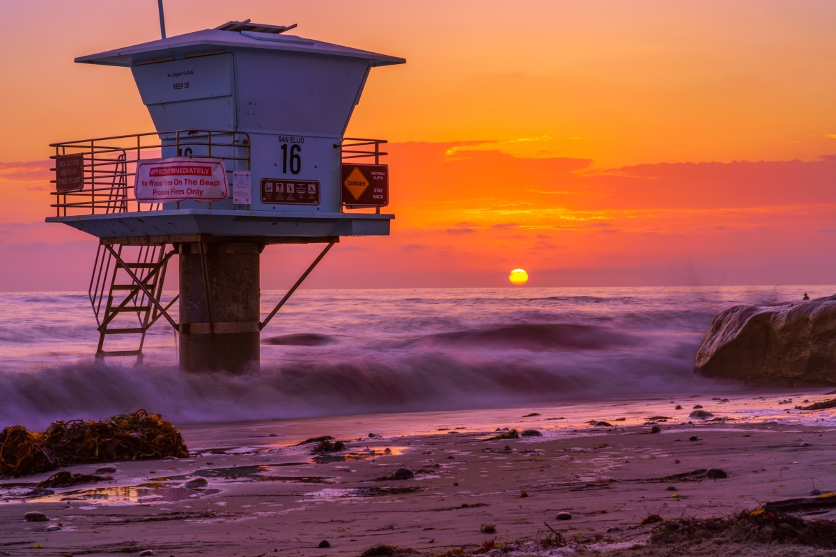 36 x 24 in. San Elijo State Beach Encinitas Burning Fine Print Wall Art