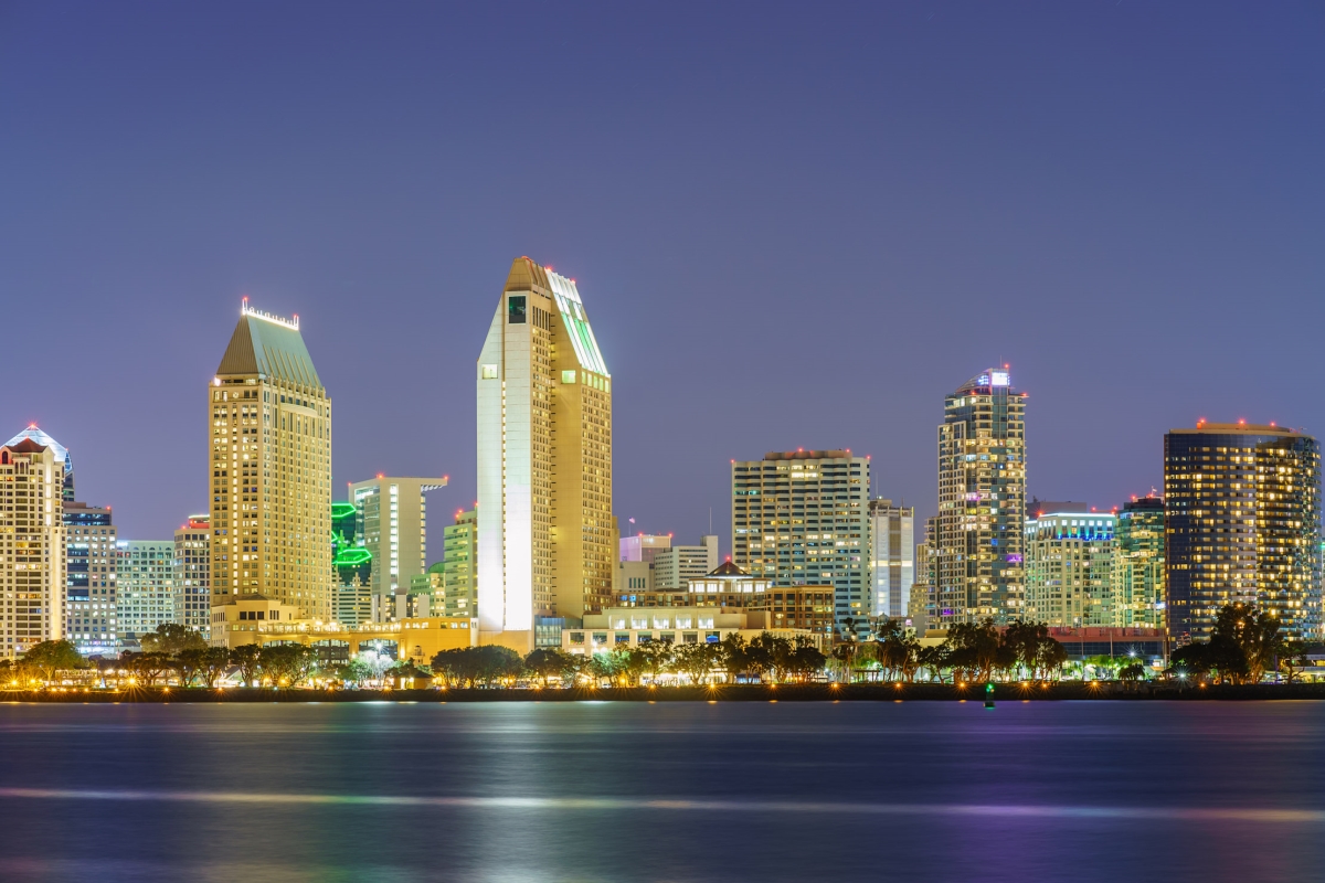 36 x 24 in. San Diego Skyline From Coronado Fine Print Wall Art