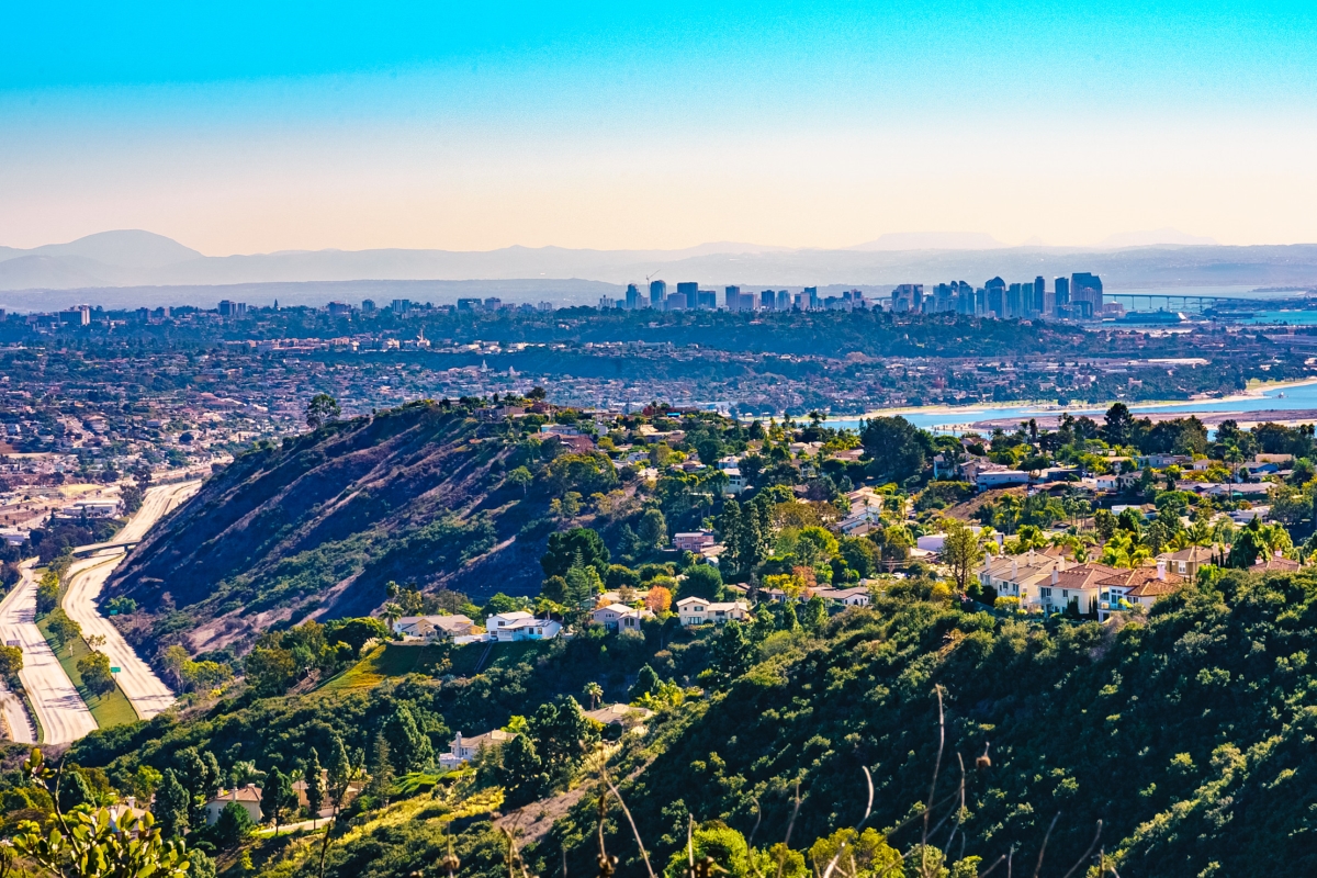 36 x 24 in. Mount Soledad, La Jolla Downtown View Fine Print Wall Art