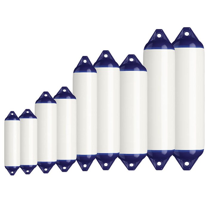 6 x 24 in. Boat Fender, Smooth White & Royal Blue