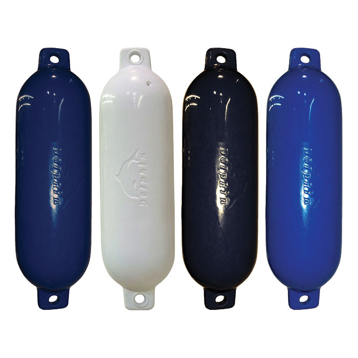 DE50169F 4.5 x 16 in. Twin-Eye Smooth Boat Fender, Navy Blue