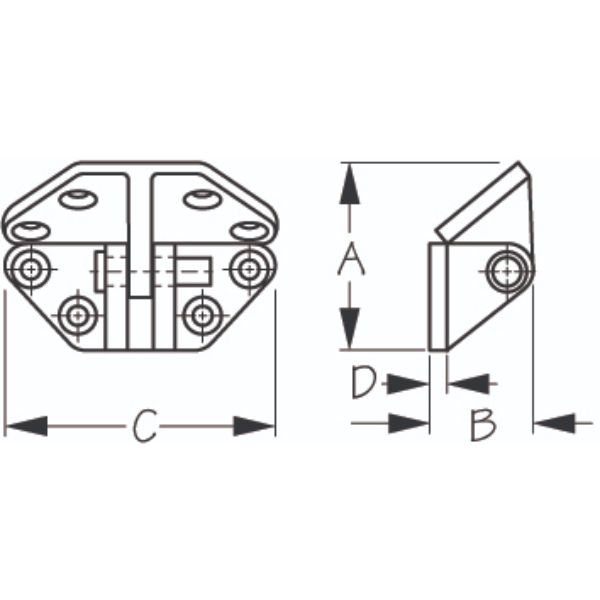 3-205282-1 Stainless Steel Hatch Hinge Angle Base for Boat