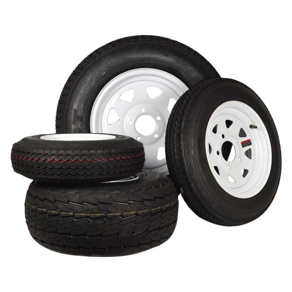 480-12 Trailer Tire & Wheel - Black - 4 Lug - Load Range C - Max Load 990 lbs