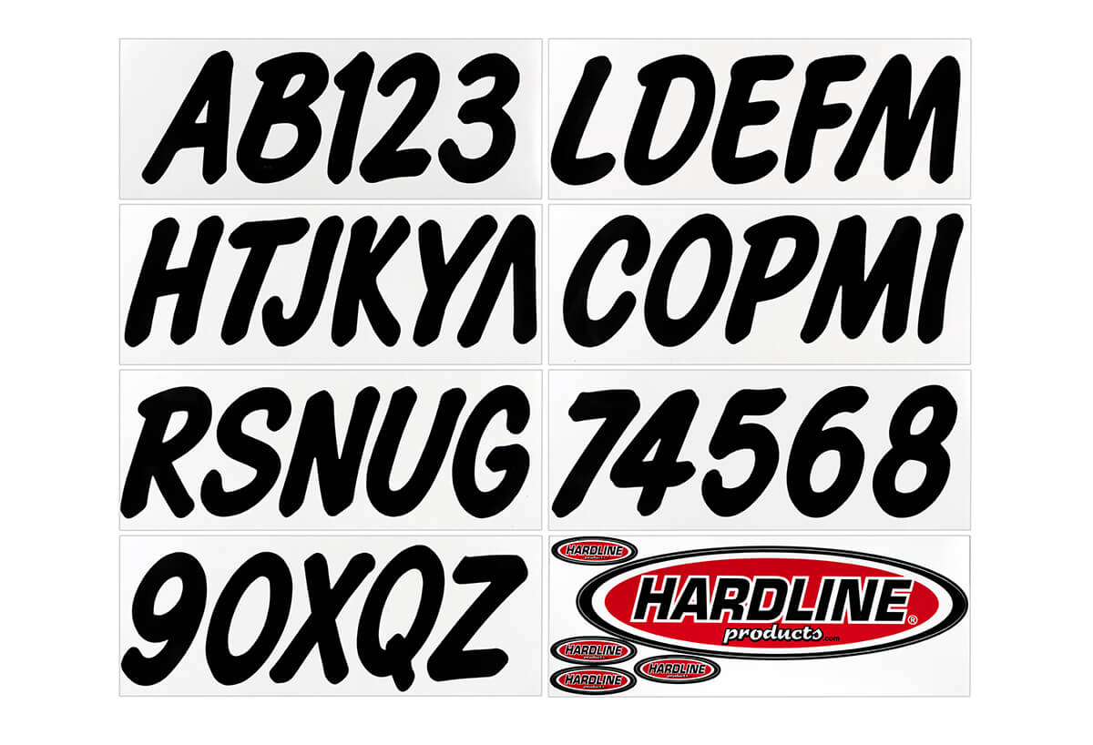 BLK400EC 3 in. Boat Lettering Registration Kit, Solid Black