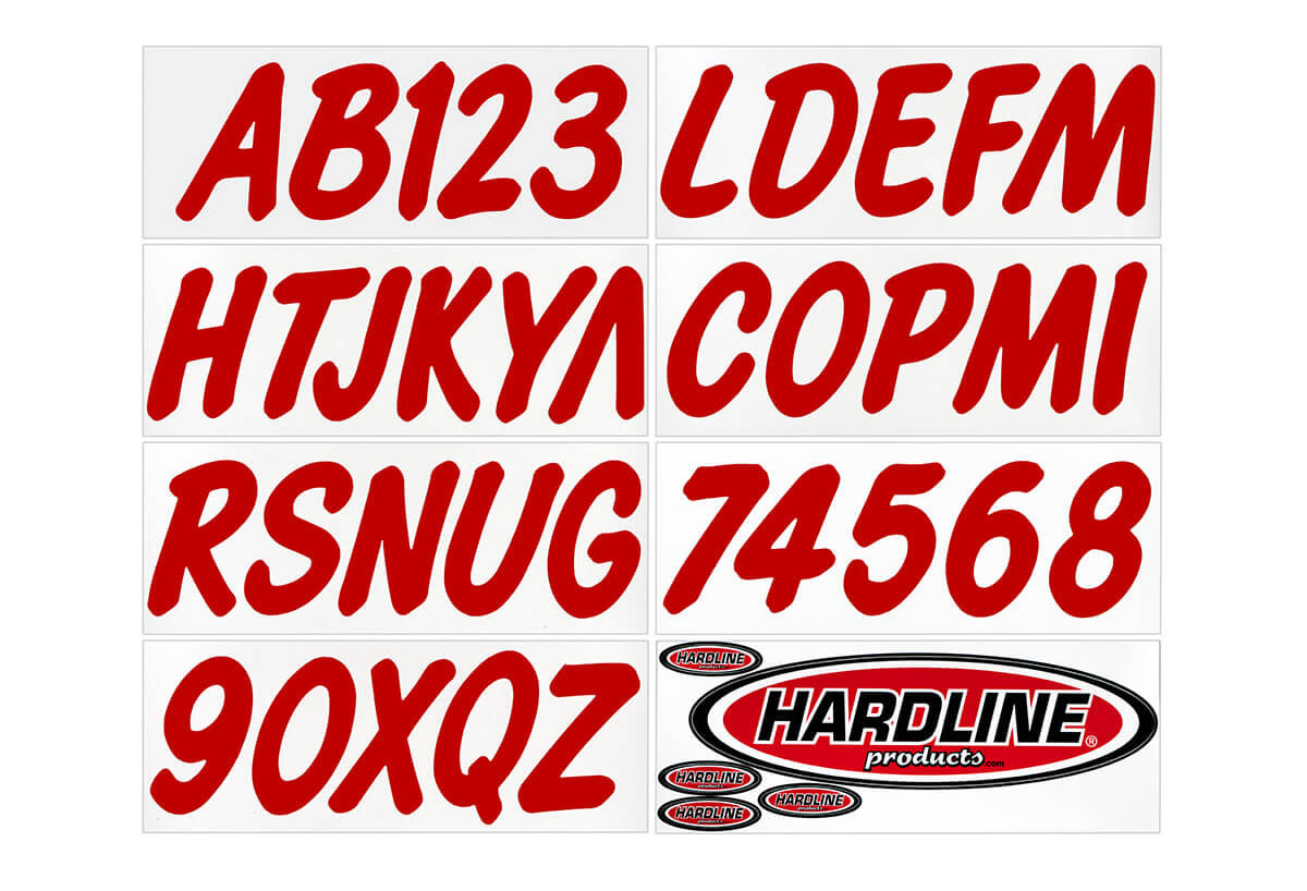 RED400EC 3 in. Boat Lettering Registration Kit, Solid Red
