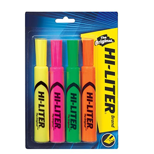 Hi-Liter Desk-Style Highlighters, Assorted Colors, Pack of 4