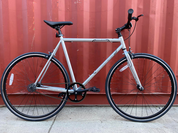 53 cm Hi-Ten Steel & Aluminum Frame Fixed Gear Road Bicycle, Chrome Silver